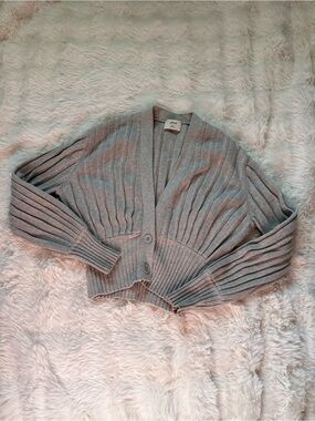 Aritzia Cropped Ribbed Cardigan - Gray